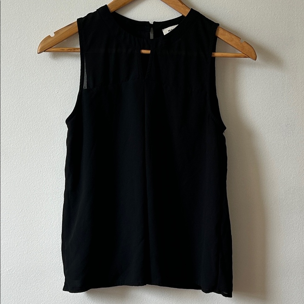 Monteau Black Sleeveless Keyhole Blouse - Women's Top Size S